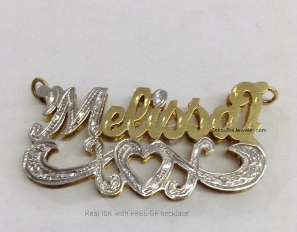 Real 10K 3-D Name Plate/Free GF Necklace #10